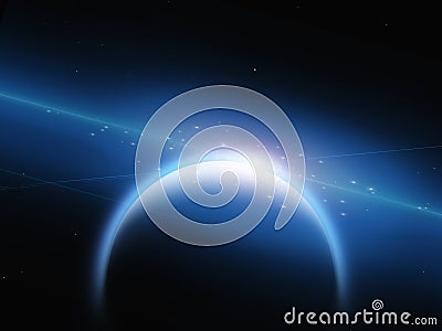 Planet with nebulous filaments Stock Photo