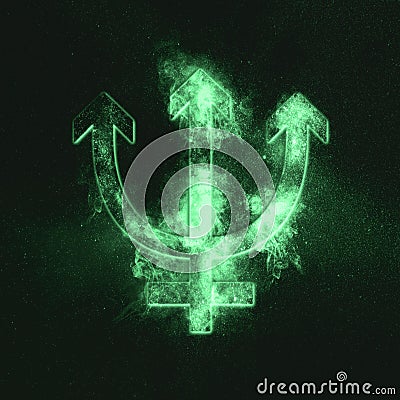 Planet Neptune Symbol. Neptune sign. Green symbol Stock Photo