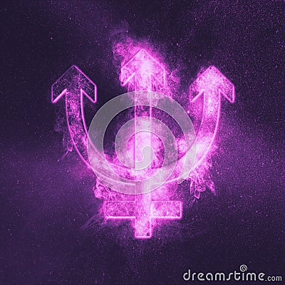 Planet Neptune Symbol. Neptune sign. Abstract night sky background Stock Photo