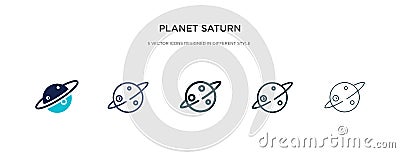 Planet saturn icon in different style vector illustration. two colored and black planet saturn vector icons designed in filled, Vector Illustration