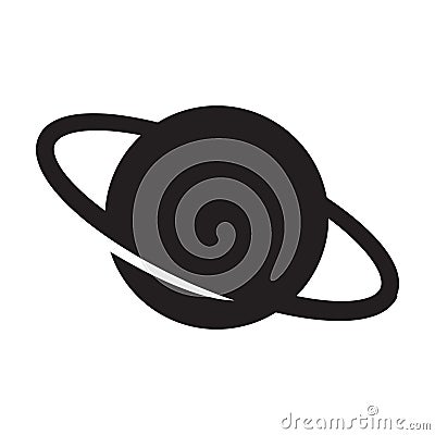Planet Saturn with planetary ring system flat icon for astronomy apps and websites Cartoon Illustration