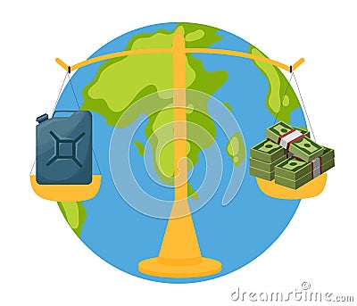 planet of scales, gasoline prices, Earth, isolated Stock Photo