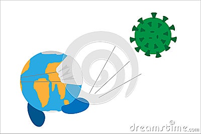 Planet soccer football corona virus - vector illustration. Vector Illustration