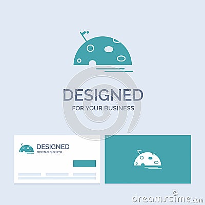 planet, space, moon, flag, mars Business Logo Glyph Icon Symbol for your business. Turquoise Business Cards with Brand logo Vector Illustration