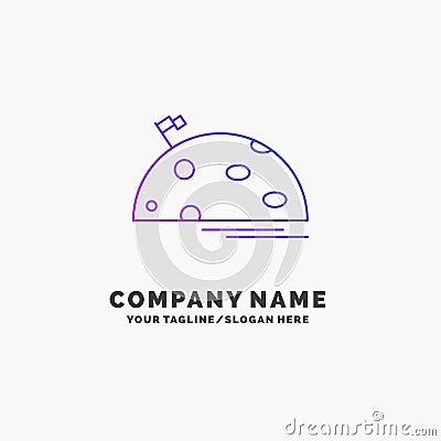 planet, space, moon, flag, mars Purple Business Logo Template. Place for Tagline Vector Illustration