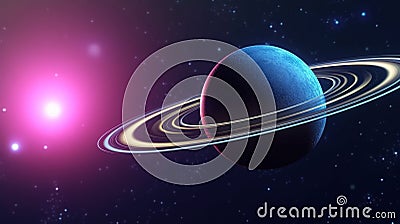 planet in space with stars and nebulae illustration background new quality universal colorful image. Cartoon Illustration