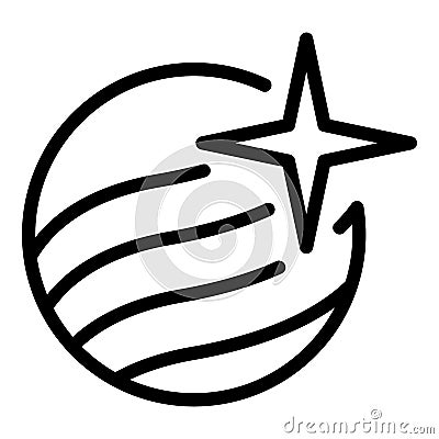 Planet and star icon, outline style Vector Illustration
