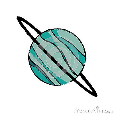 planet uranus astronomy universe icon Cartoon Illustration