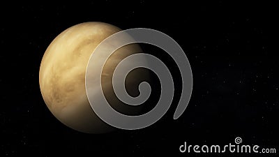 Half Dark Planet Venus with text space on the right. Stock Photo