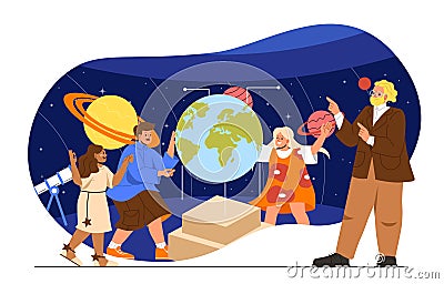 Planetarium excursion vector concept Vector Illustration