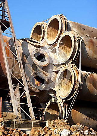 Planetary cooler rotary kiln during overhaul Stock Photo