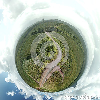 Planetoid view of Glass House Mountains National Park Stock Photo