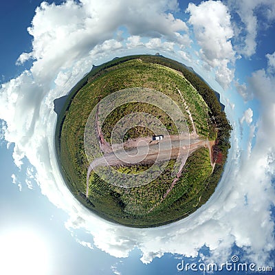 Planetoid view of Glass House Mountains National Park Stock Photo