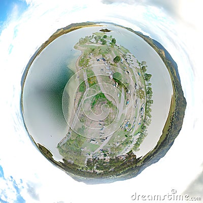 Planetoid view of the Somerset Dam Stock Photo