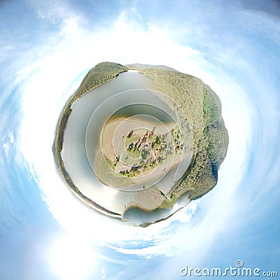 Planetoid view of Lake Somerset Stock Photo