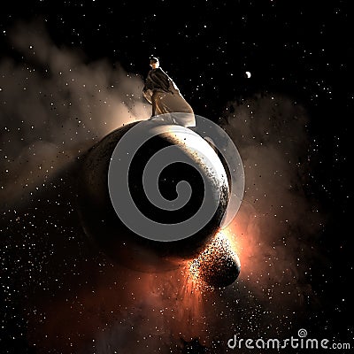 Planets collide Stock Photo