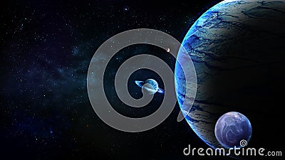 Planets, Galaxy background, Astronomy, Cosmos and Nebula, Universe, Fantasy Outer space background Stock Photo