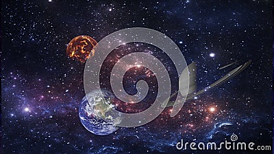 Planets and galaxy, science fiction wallpaper. Beauty of deep space. Stock Photo