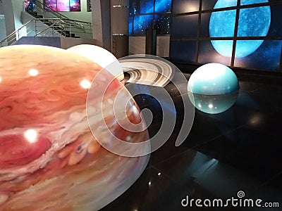 Planets in the Moscow planetarium Editorial Stock Photo