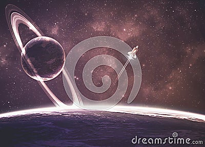 Planets over the nebulae in space Editorial Stock Photo