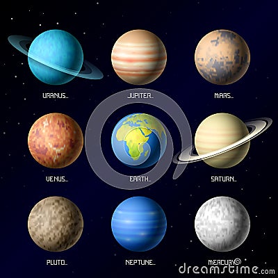 Planets of Solar System Vector Illustration