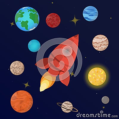 planets solar system Vector Illustration