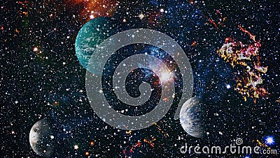 Planets, stars and galaxies in outer space showing the beauty of space exploration. Elements furnished by NASA . - Image Stock Photo