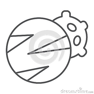 Planets thin line icon, space and astronomy, two planets sign, vector graphics, a linear pattern on a white background. Vector Illustration