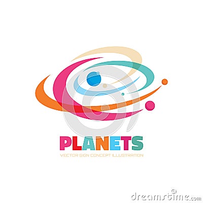 Planets - vector logo concept. Abstract space illustration. Solar system sign. Galaxy symbol. Design element Vector Illustration