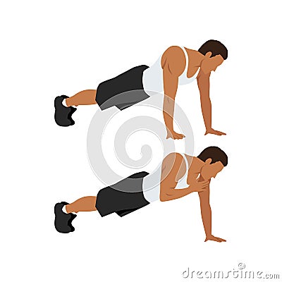 Plank shoulder taps exercise. Flat vector illustration Vector Illustration