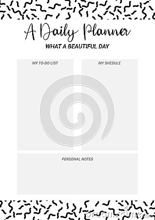 Planner page. Monochrome planner. Daily, weekly, monthly planner template Stock Photo