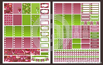 Planner Stickers. Vector Vector Illustration