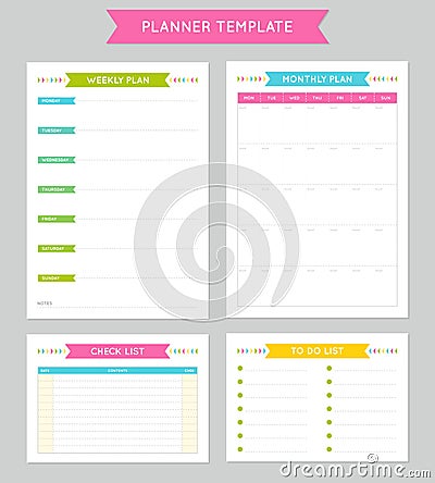 Planner Template For Business And Studying Vector Illustration