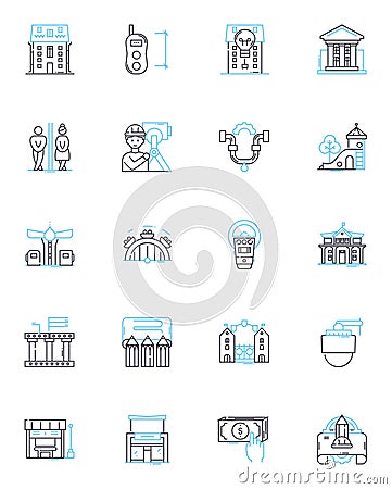 Planners linear icons set. Scheduling, Calendars, Time-management, Organization, Productivity, Efficiency, Task-list Vector Illustration