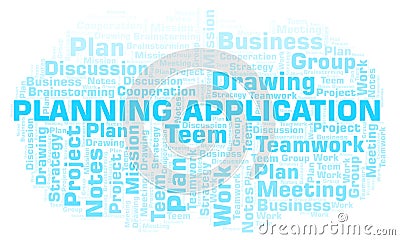 Planning Application word cloud. Stock Photo