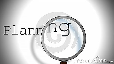 Planning business conccept with magnifying glass Stock Photo