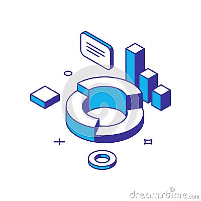 Planning data analyzing financial diagram chart strategy development dynamic isometric vector Vector Illustration