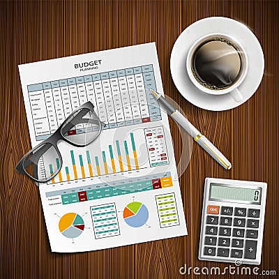 Planning family budget. Financial document Vector Illustration