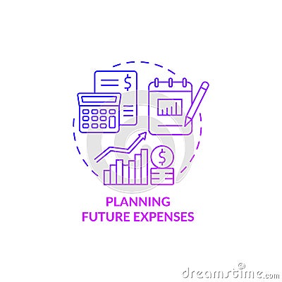 Planning future expenses purple gradient concept icon Vector Illustration