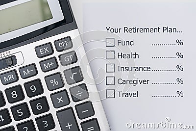 Planning the future that, after retirement, you should allocate Stock Photo