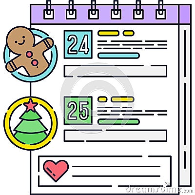 Planning holidays icon new year happy calendar Vector Illustration