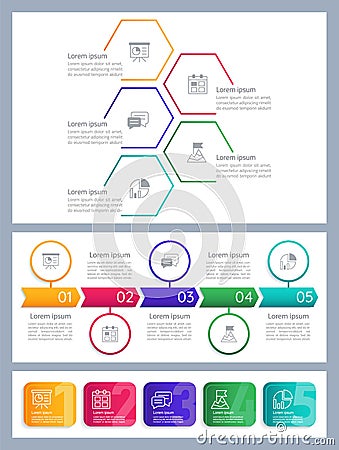 Planning infographic chart design template set Vector Illustration