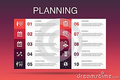Planning Infographic 10 option template Vector Illustration