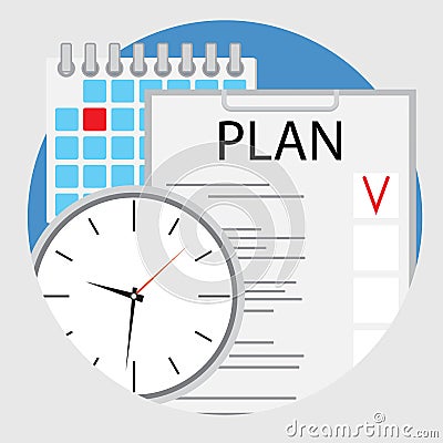 Planning and organization of time flat icon vector Vector Illustration