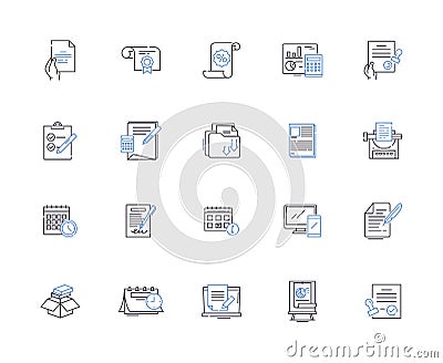 Planning outline icons collection. Scheme, Arrangement, Program, Design, Outline, Map, Map out vector and illustration Vector Illustration