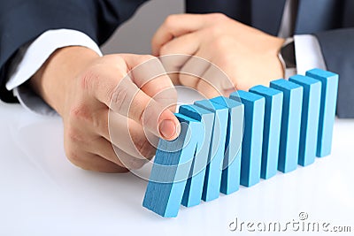 Planning, risk and strategy in business, businessman pushing w Stock Photo