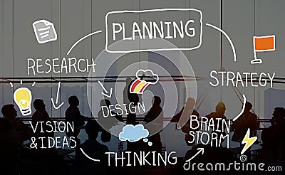 Planning Strategy Search Goals Mission Connect Process Concept Stock Photo