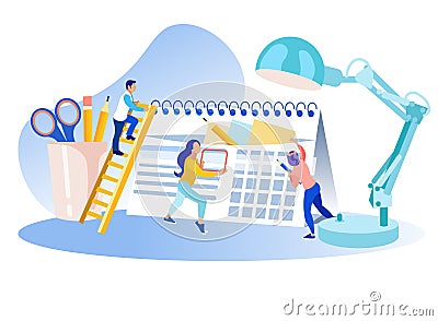 Planning Time Management Metaphor Cartoon Banner Vector Illustration