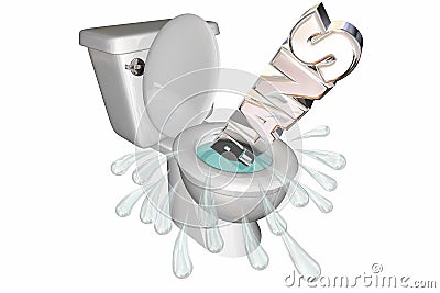 Plans Flushed Down Toilet Failure Word Royalty-Free Stock Photography