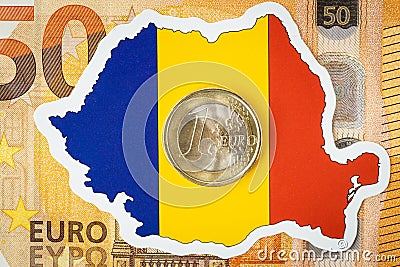 Plans for Romania accession to the euro zone, Exchange of the Romanian leu to Euro, Business concept, Adoption of the common Stock Photo